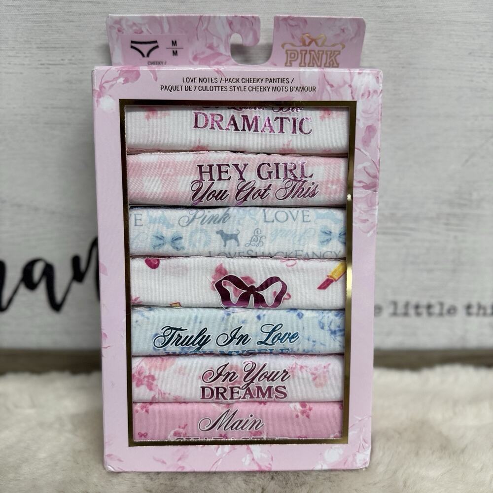 PINK x Love Shack Fancy Cheeky Panties 7pk Love Notes Limited Edition Medium NEW